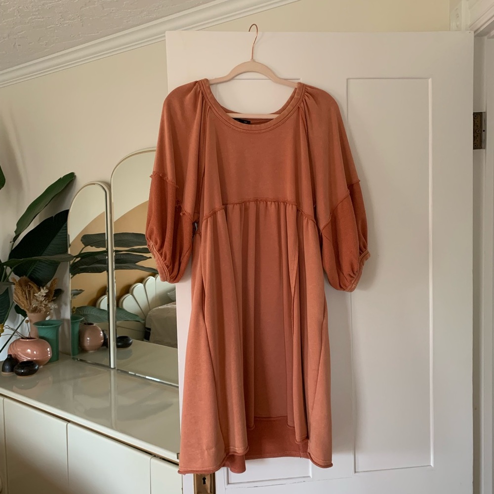 Rust Large mid knee length dress with Pockets!